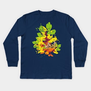 Snail On A Leaf Kids Long Sleeve T-Shirt